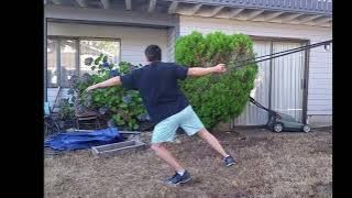 Stop over rotating the left knee with this discus band drill