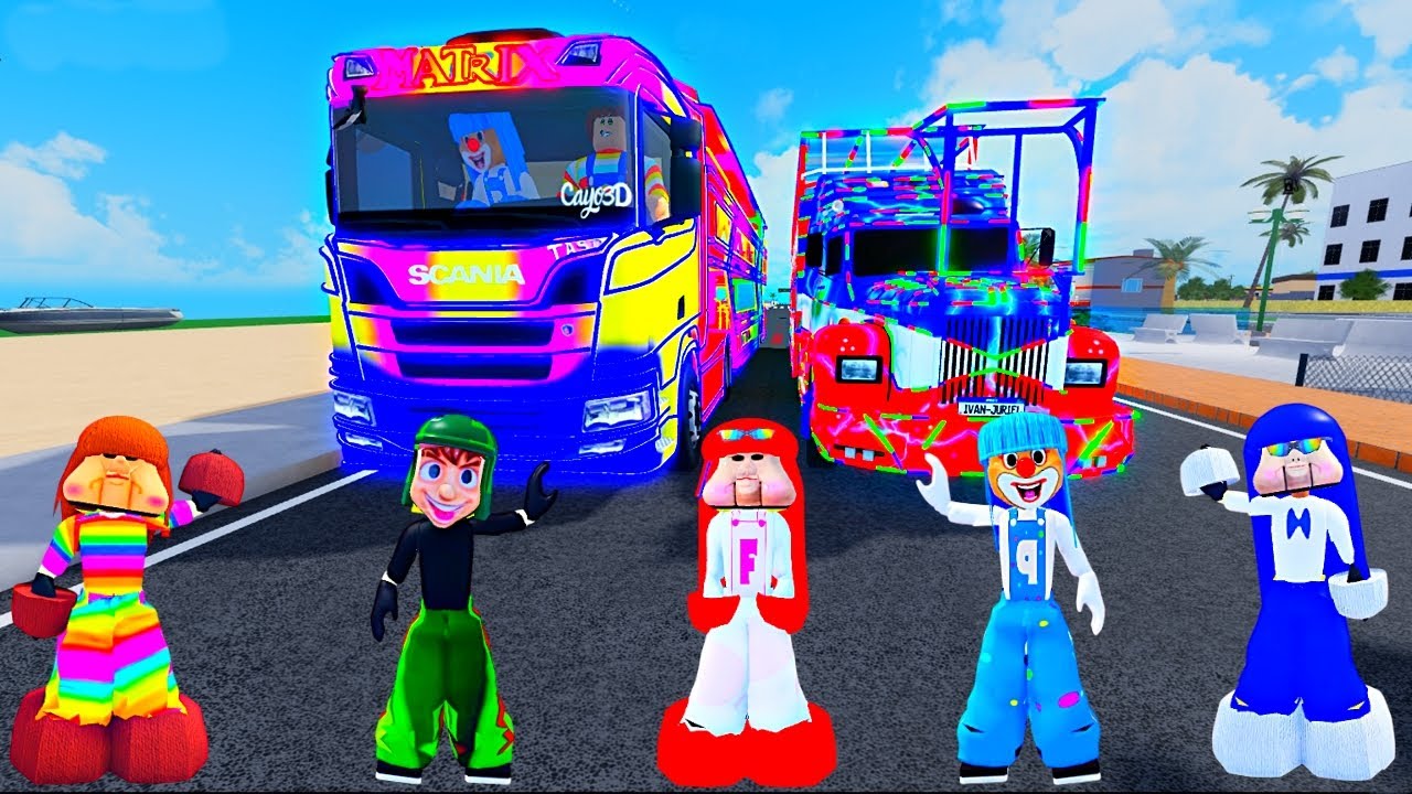 Carreta furacão e Carreta da alegria Fofão, Patati Patata, Chaves, Pica Pau Sonic Ben 10 Jogo Roblox