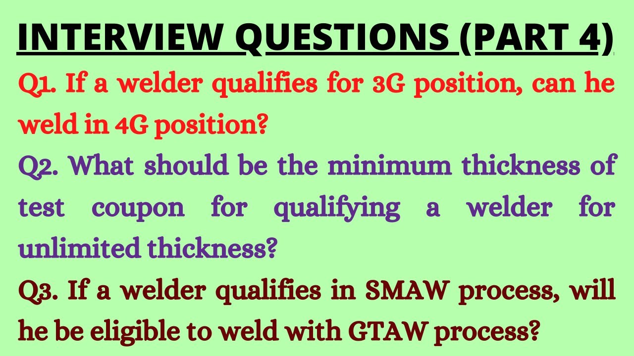 Interview Questions For Qaqc Engineer Welding Inspector Youtube