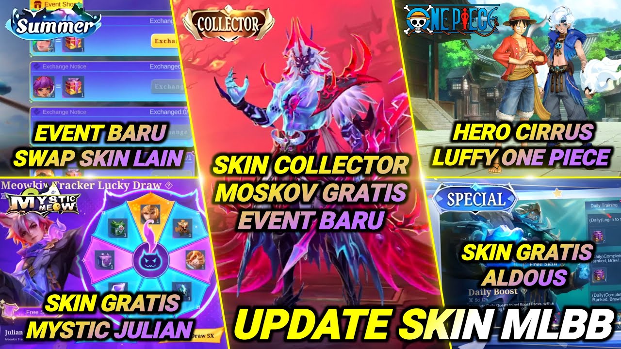 COLLECTOR MOSKOV GRATIS, HERO CIRRUS X ONE PIECE, COLLECTOR DELAY, EVENT SWAP SKIN, RILIS REVAMP DLL