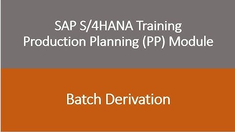 Video 52 - SAP S/4 HANA Production Planning (PP) module training - Batch Derivation.