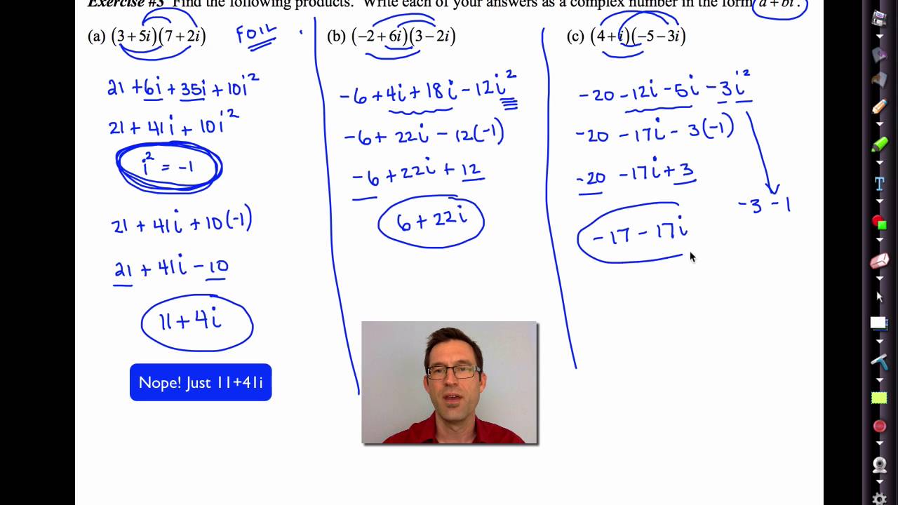 imaginary numbers common core algebra ii homework