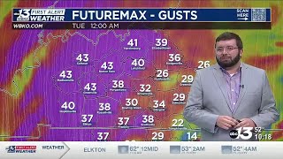 FIRST ALERT: Strong winds move in Monday night