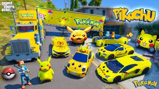 GTA 5 - Stealing PIKACHU CARS with Franklin! (Real Life Cars #147)