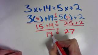 Part 1 of 2: Guess and Check Method of Solving Equations - 3x+14...