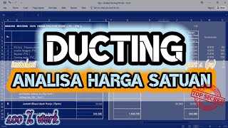 analisa harga satuan - cara membuat penawaran instalasi ducting (PU)| proyek mep | ahsp excel