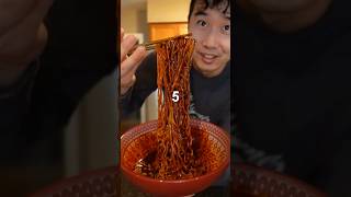 I used ALL THE Korean Fire Noodle sauce on ONE NOODLE #food #instantnoodles #koreanfirenoodles