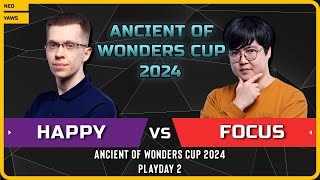 WC3 - [UD] Happy vs FoCuS [ORC] - Playday 2 - Ancient of Wonders Cup 2024