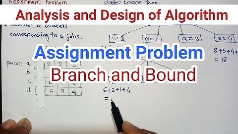 Assignment problem using branch and bound | Analysis and design of algorithm | DAA | ADA