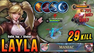 29 Kills + MANIAC!! Speed & Critical Build Layla Late Game Monster - Build Top 1 Global Layla ~ MLBB screenshot 5