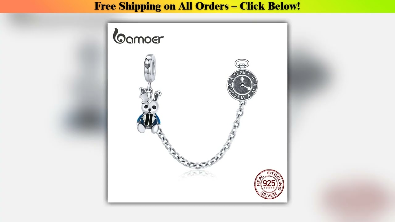 bamoer Magic Forest Adventure Collection Magical Rabbit and Clock Long Charm fit Original Bracelet