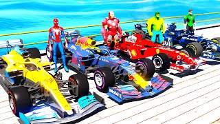 Spiderman et les F1 Défi d'obstacles de course automobile dans la méga rampe GTA 5 screenshot 4