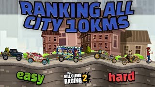 ⚡😋Ranking Every City 10km From Easiest To Hardest - Hill Climb Racing 2 Walkthrough Compilation