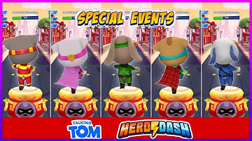 TALKING TOM HERO DASH - SPECIAL EVENTS JUMP OBSTACLE CRAZY | ALL HEROES PARTICIPATED IN GAMEPLAY