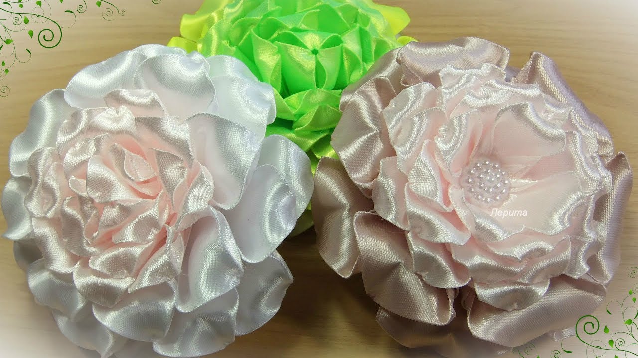 Пышные цветы из лент канзаши МК