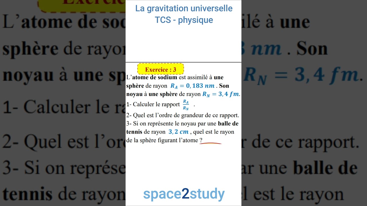 Exercice 3 Série 3 La gravitation universelle TCSF Cours de physique