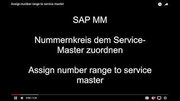 SAP MM - Assign number range to service master
