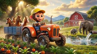 A Beautiful Farm Day Turns Busy as Monkey Kiki Harvests Fresh Dragon Fruit 🐒🐉🚜 Farm Fun Kids! Vid!