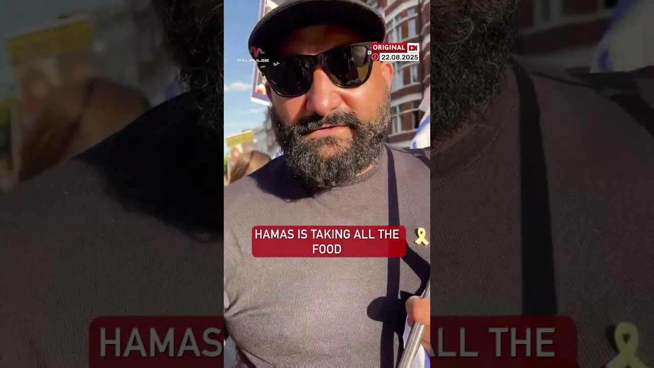 Pro Israeli Protester Denies Gaza Famine Outside Embassy