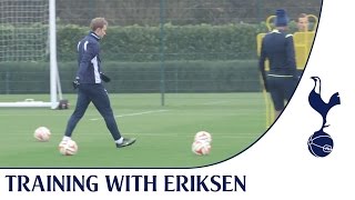 Training with Christian Eriksen