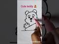 cute teddy drawing 🧸🌸😀! #viral #youtubeshorts #trending !