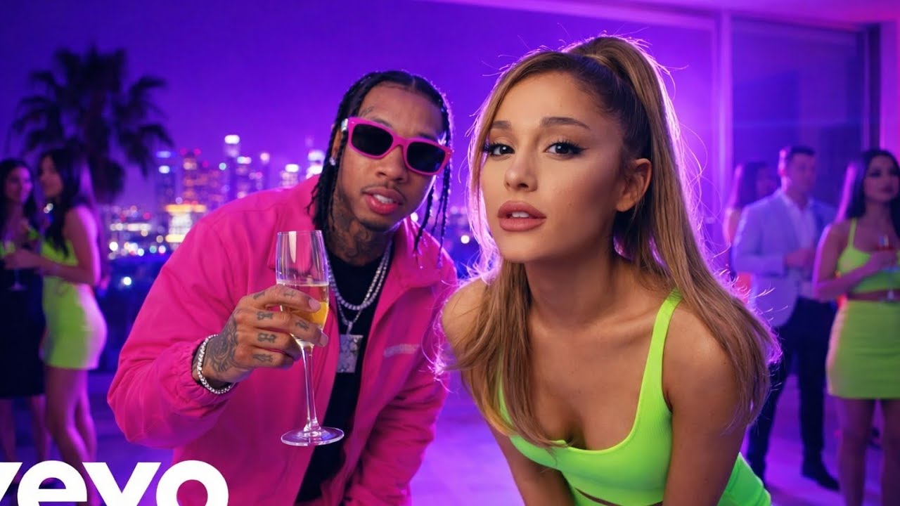 Ariana, Tyga  - In Dark Night  ( ft. Chris Brown  Official Music Lyrics  Video) 