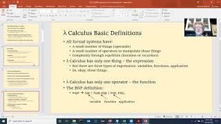 CS332 M06.1 Lambda Calculus Live Lecture (1 of 3) Profile