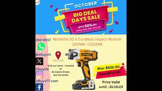 Worksite 20 V Cordless Impact Wrench 330Nm- Cis334B