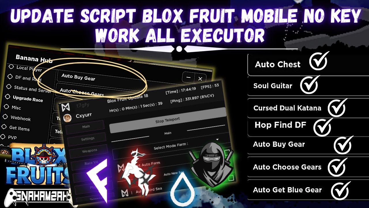 UPDATE ] SCRIPT BLOX FRUIT & EXECUTOR ANDROID, AUTO QUEST RACE V4, TP TO  GEAR