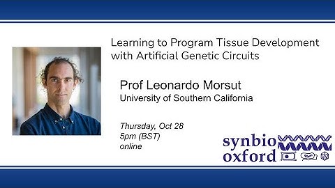 Prof Leonardo Morsut: Learning to Program Tissue Development with Artificial Genetic Circuits