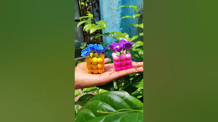 Cute Flower Pot With Super Clay🌼💙🌝🌷 #shorts #diy #craft #clayart
