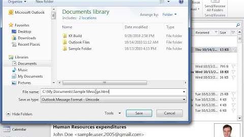Outlook 2010 Save a Message as a File