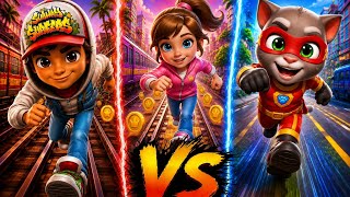 Which One Wins? 🔥 Subway Surfers 🆚 Subway Princess Runner 🆚 Tom Hero Dash #subwaysurfers #gameplay  screenshot 3