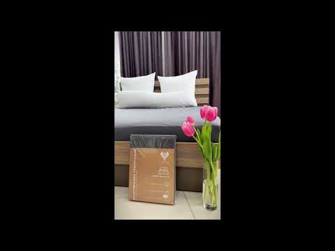 Простирадло трикотажне 180/200х200х35 см на гумці IDEIA, еластичне, трикотаж, бавовна т/сіра, видео 2