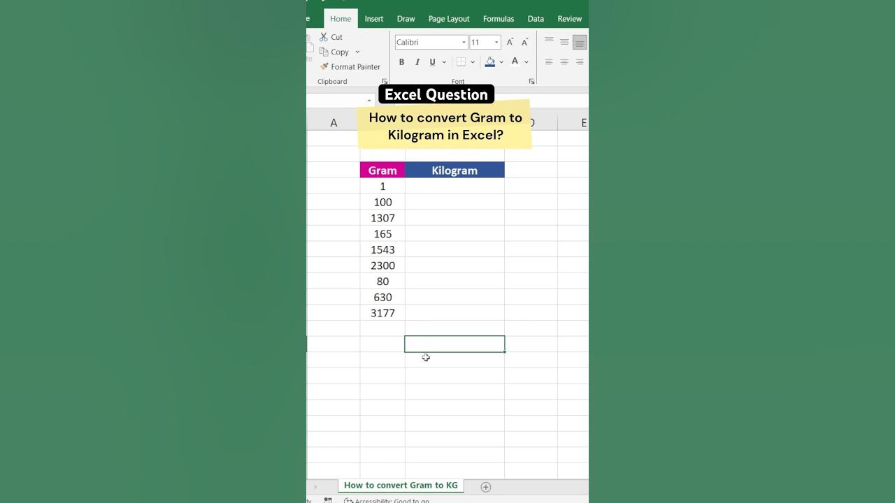 how-to-convert-gram-to-kilogram-in-excel-excel-interview-question