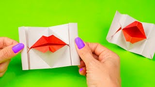 Оригами Губы из бумаги | Подвижная антистресс игрушка своими руками | Origami лайфхаки для школы