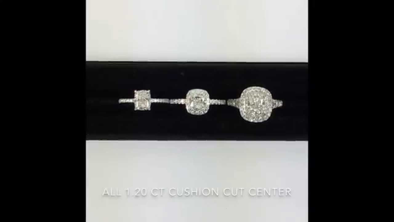 Cushion Diamond Engagement Ring Styles: Non-halo, Halo and Double Halo