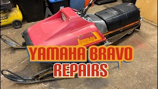 Snowmobile Repair - yamaha bravo - Rust, Hood, Ski's -Part 1