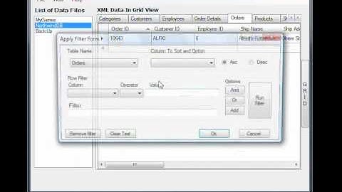 Applying row filters in XML Viewer