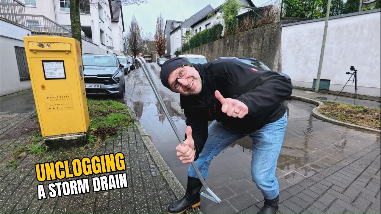 #055-2 Unclogging a storm drain after rain in Germany - YouTube