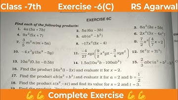 Algebraic Expressions | Class 7 Chapter 6 Exercise 6C | RS Aggarwal | Learn Maths