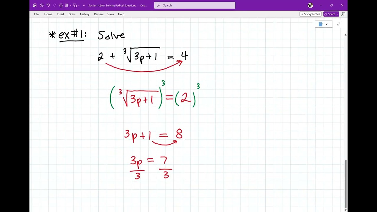Section 4.6(A): Solving Radical Equations