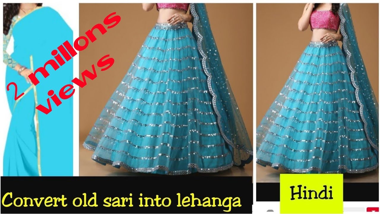 Diy:Convert Old Sari Into Lehanga/Lehanga in just 10 min~ Hindi