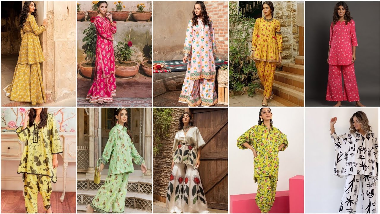 2 piece print dress designing ideas  and Eid new lawn dress design 2023 new latest cotton fabric