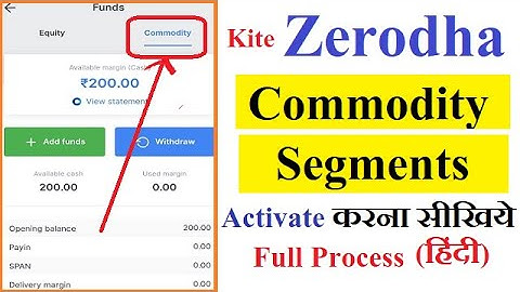 How To Activate Commodity Segment in Zerodha Online | How to Open Commodity Account in Zerodha Hindi