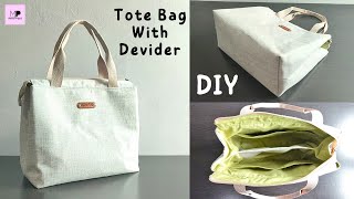 DIY Tote Bag With Devider | Tote Bag With Devider Tutorial