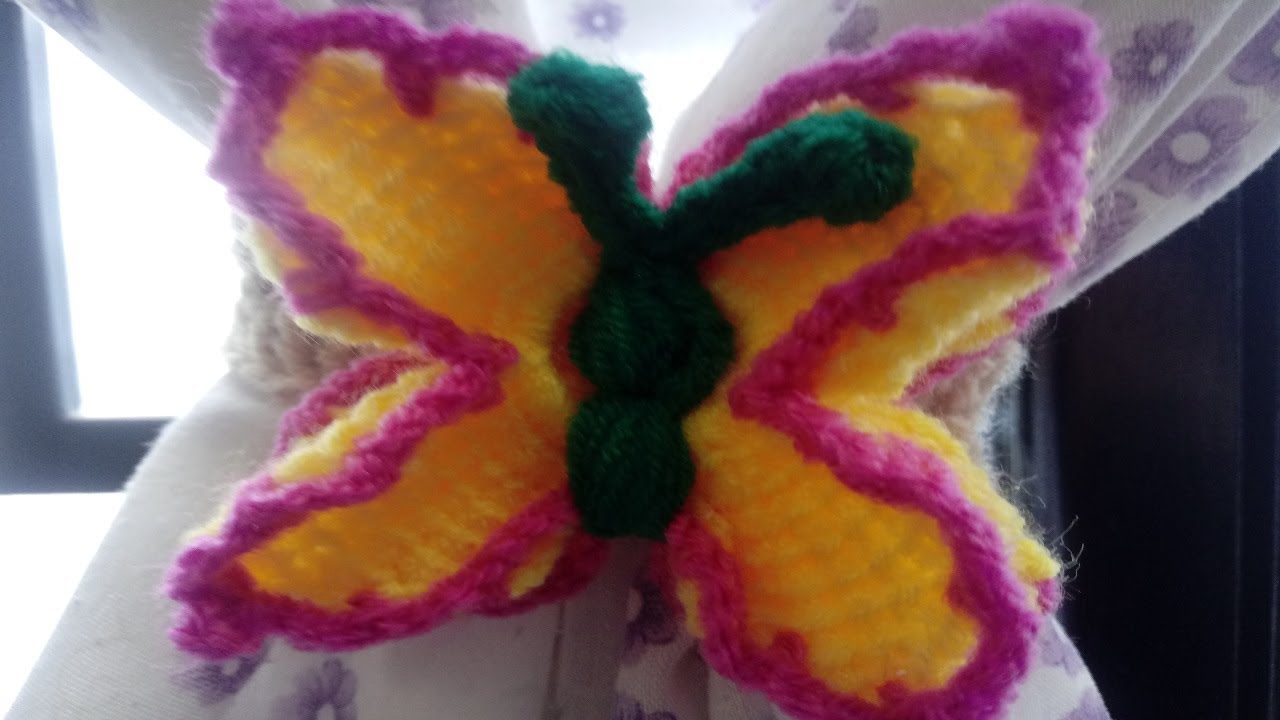 DIY Mariposa Sujeta Cortinas Cinta Crochet/Ganchillo (tutorial)
