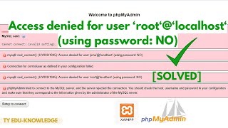 [solved] Access Denied for User 'root'@'localhost' (using password : NO) in xampp phpmyadmin