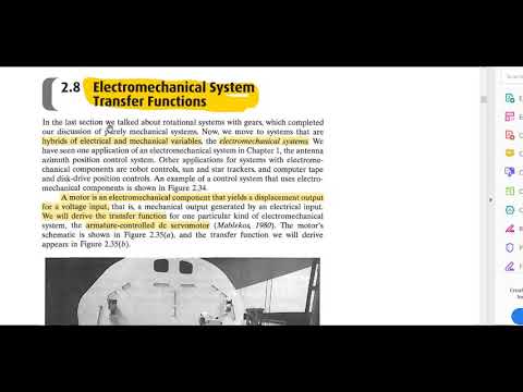 Anloge control system  (((Electromechanical system  transfer function )))