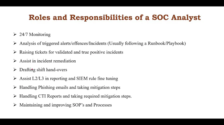 SOC Analyst Roles and Responsibilities